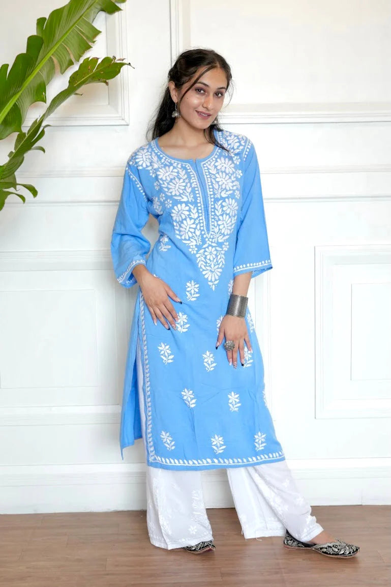 Embroidered Cotton Chikankari Kurta