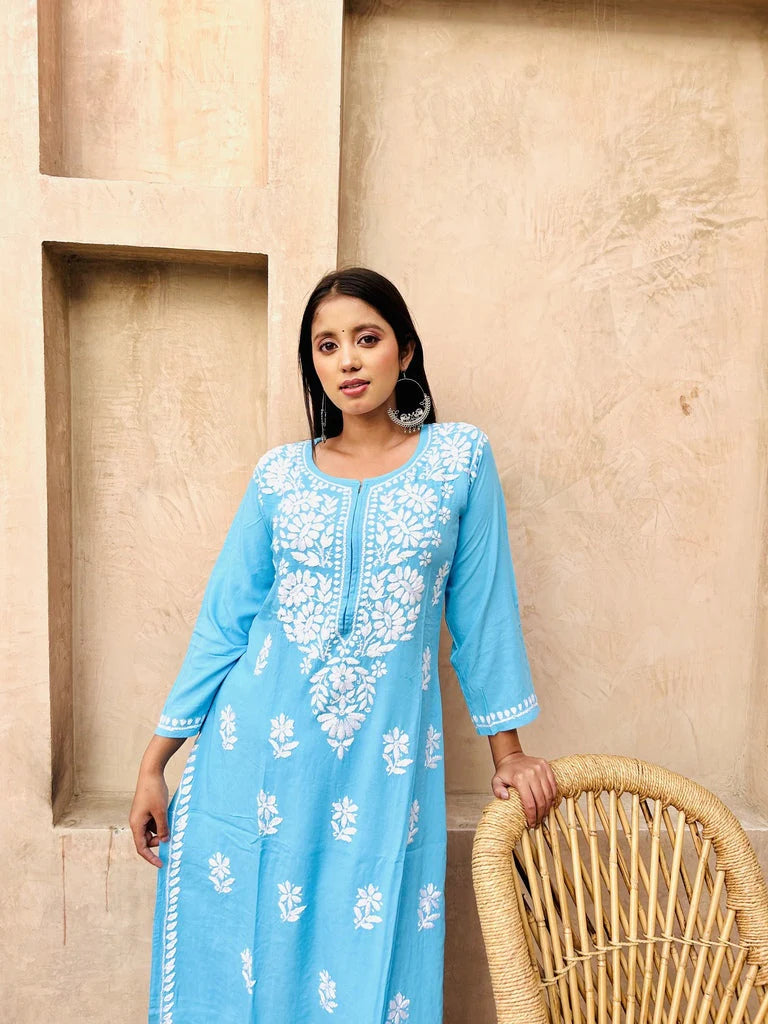Embroidered Cotton Chikankari Kurta