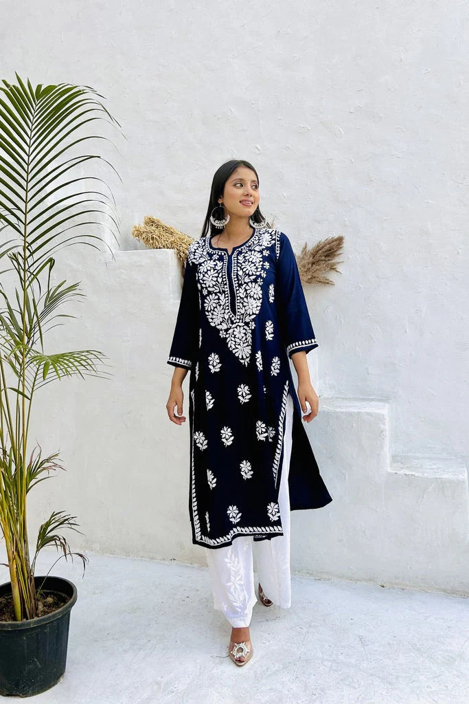 Embroidered Cotton Chikankari Kurta