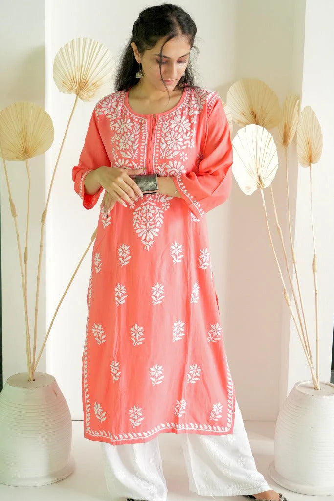 Embroidered Cotton Chikankari Kurta