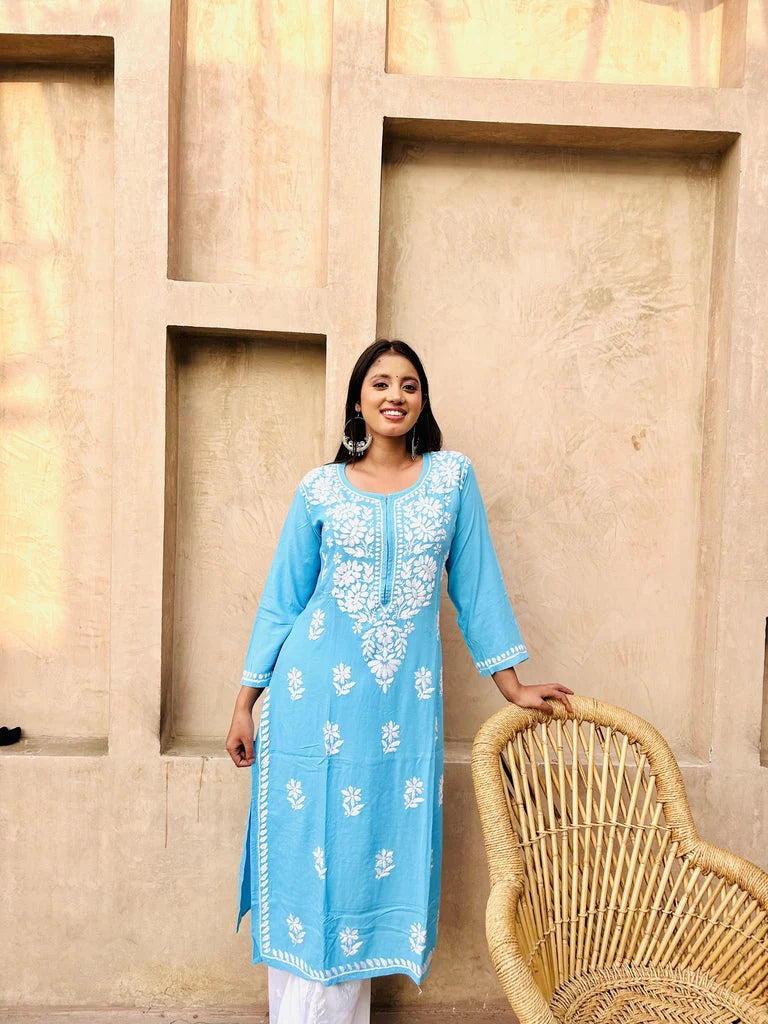 Embroidered Cotton Chikankari Kurta