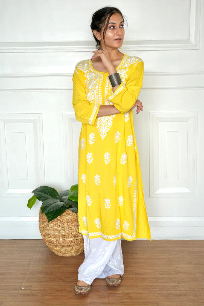 Embroidered Cotton Chikankari Kurta