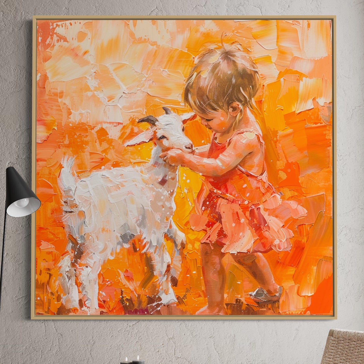 Tableau Original XL - fille et agneau