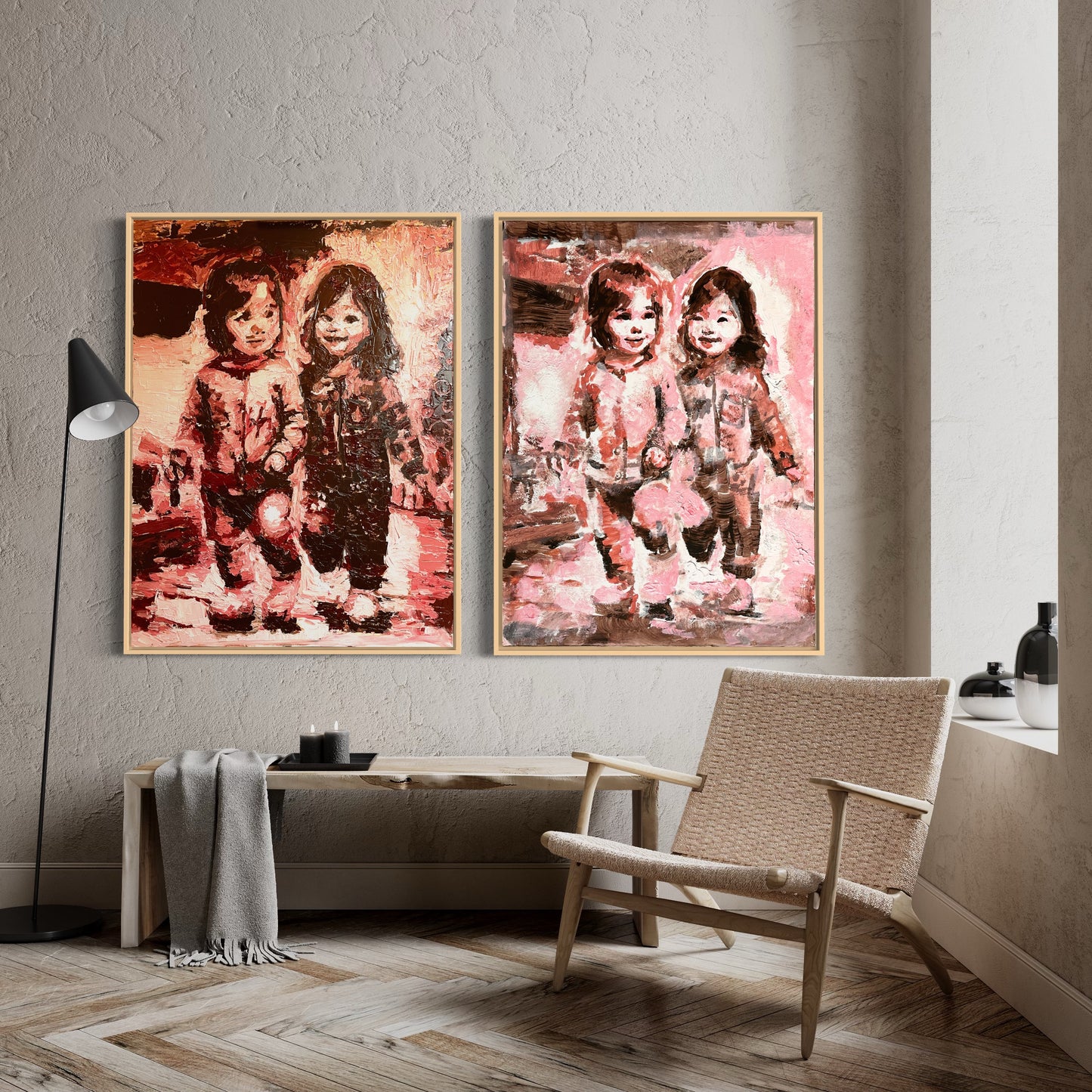 Tableau original (GAUCHE) - série Merveilles d'enfance - Huile sur toile en impasto